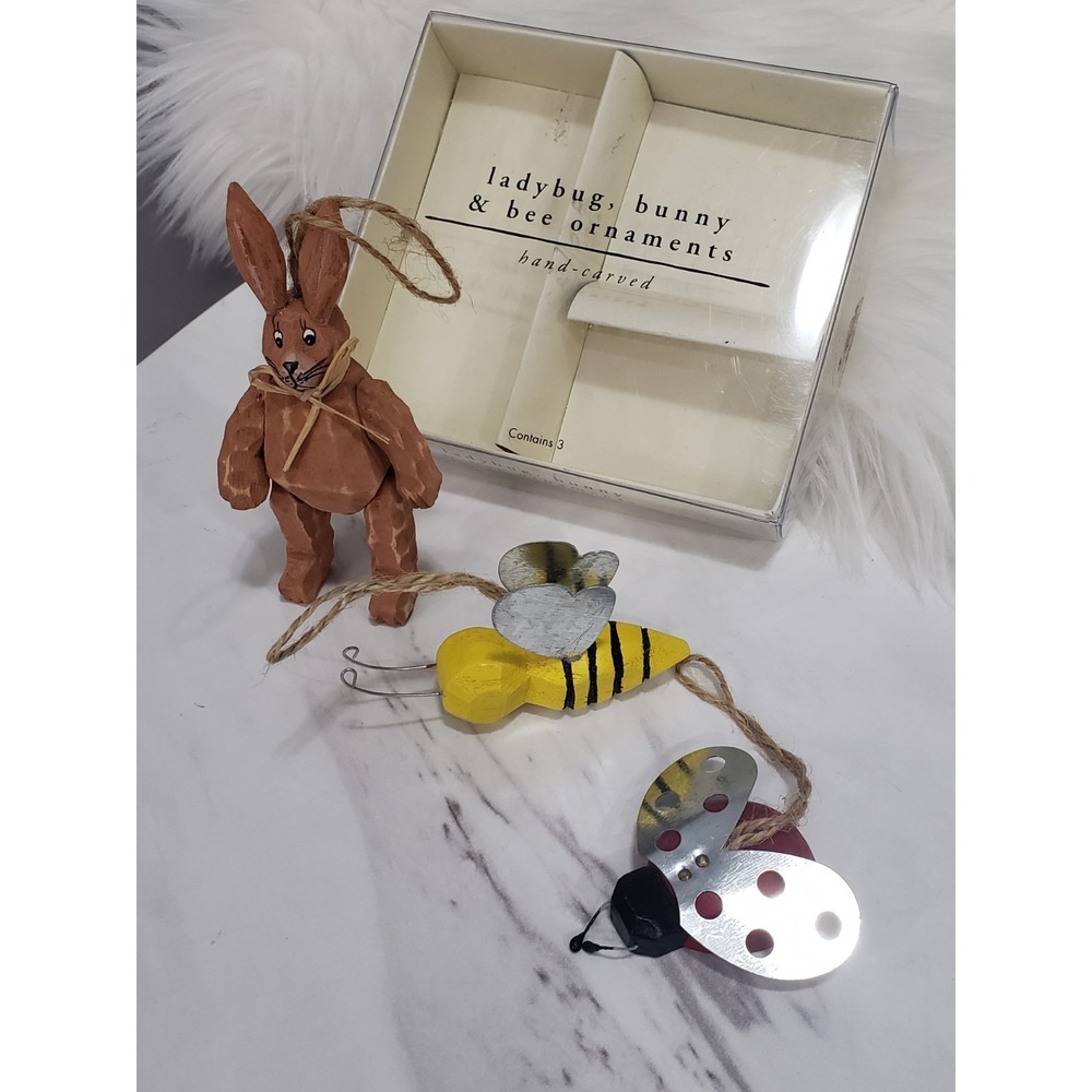 Pier 1 Easter Hanging Ornaments primitive bee bunny ladybug spring easter